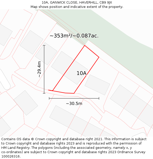 10A, GANWICK CLOSE, HAVERHILL, CB9 9JX: Plot and title map