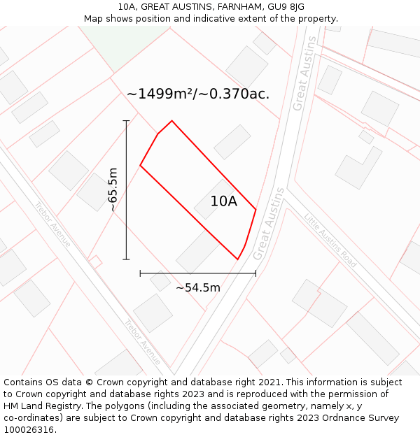 10A, GREAT AUSTINS, FARNHAM, GU9 8JG: Plot and title map