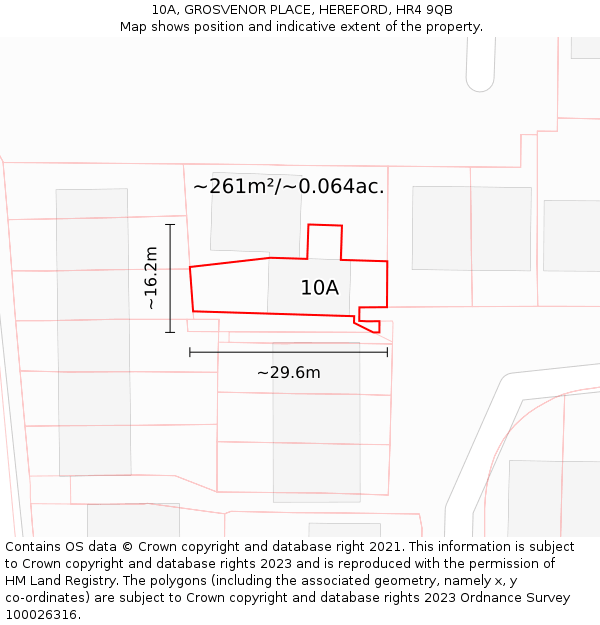 10A, GROSVENOR PLACE, HEREFORD, HR4 9QB: Plot and title map