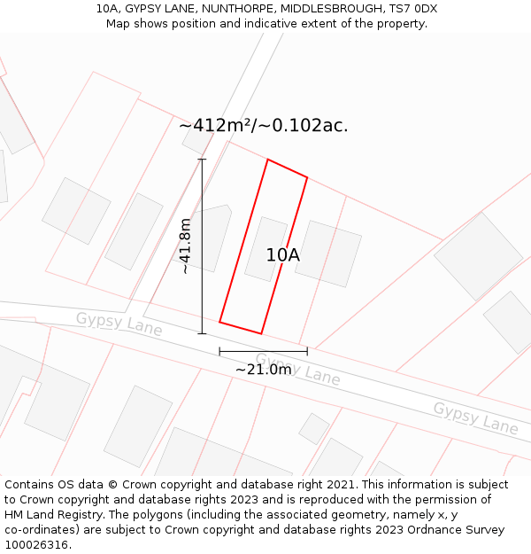 10A, GYPSY LANE, NUNTHORPE, MIDDLESBROUGH, TS7 0DX: Plot and title map