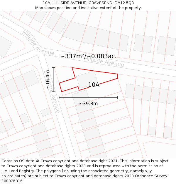 10A, HILLSIDE AVENUE, GRAVESEND, DA12 5QR: Plot and title map
