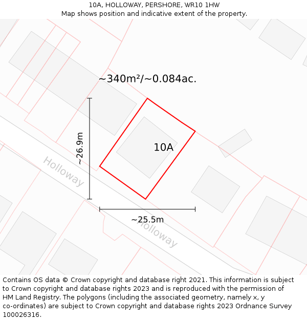 10A, HOLLOWAY, PERSHORE, WR10 1HW: Plot and title map