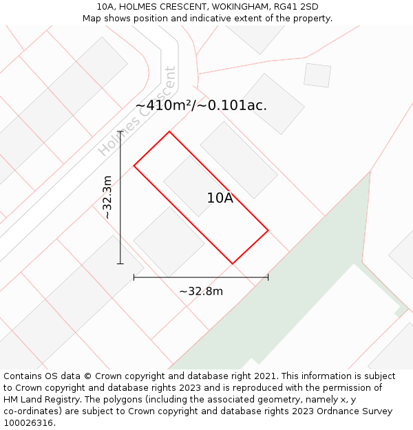 10A, HOLMES CRESCENT, WOKINGHAM, RG41 2SD: Plot and title map