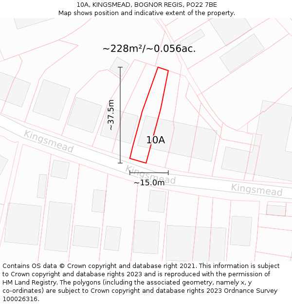 10A, KINGSMEAD, BOGNOR REGIS, PO22 7BE: Plot and title map