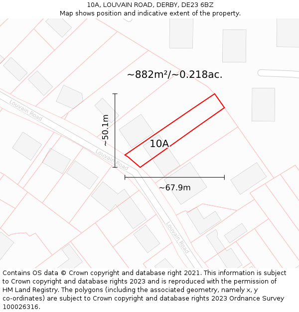 10A, LOUVAIN ROAD, DERBY, DE23 6BZ: Plot and title map