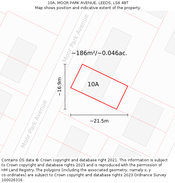 10A, MOOR PARK AVENUE, LEEDS, LS6 4BT: Plot and title map