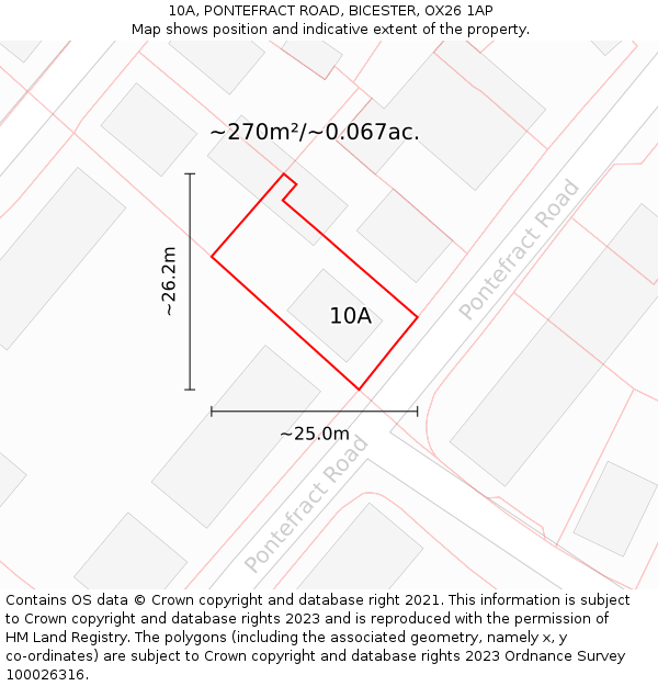 10A, PONTEFRACT ROAD, BICESTER, OX26 1AP: Plot and title map