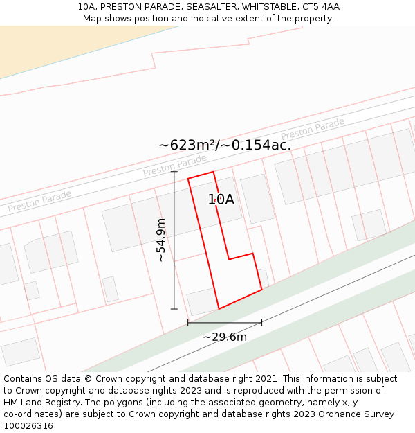 10A, PRESTON PARADE, SEASALTER, WHITSTABLE, CT5 4AA: Plot and title map