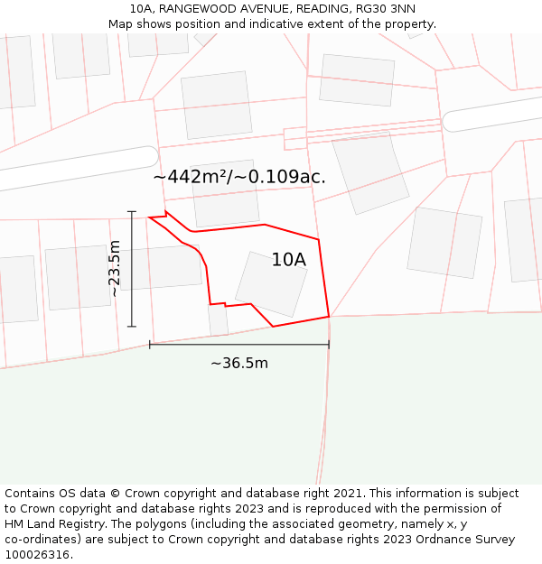 10A, RANGEWOOD AVENUE, READING, RG30 3NN: Plot and title map
