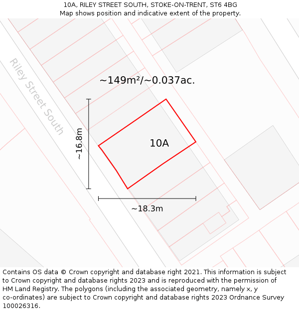 10A, RILEY STREET SOUTH, STOKE-ON-TRENT, ST6 4BG: Plot and title map