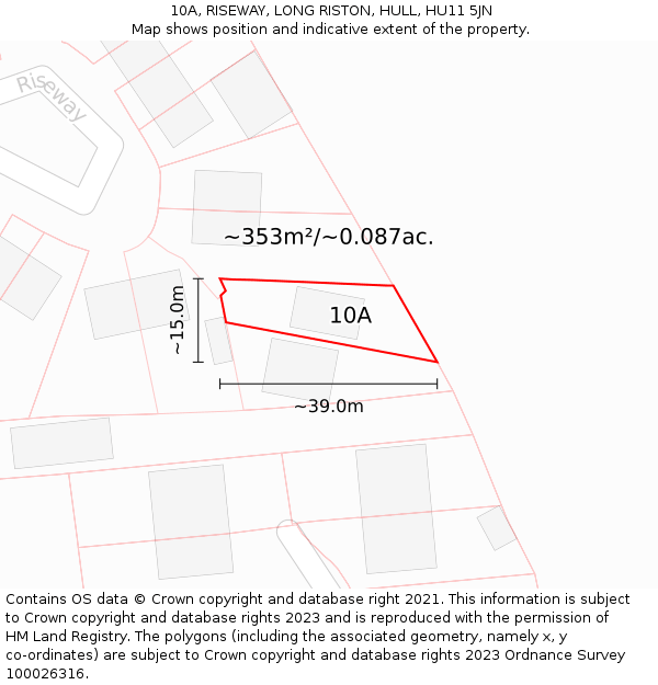 10A, RISEWAY, LONG RISTON, HULL, HU11 5JN: Plot and title map