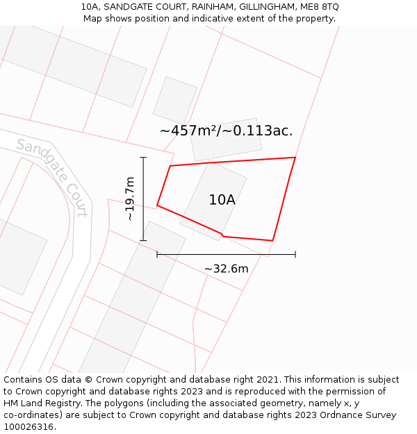 10A, SANDGATE COURT, RAINHAM, GILLINGHAM, ME8 8TQ: Plot and title map