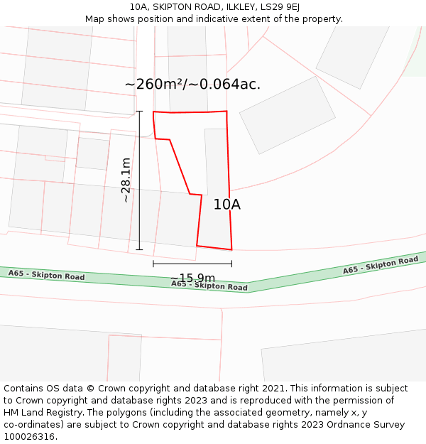 10A, SKIPTON ROAD, ILKLEY, LS29 9EJ: Plot and title map