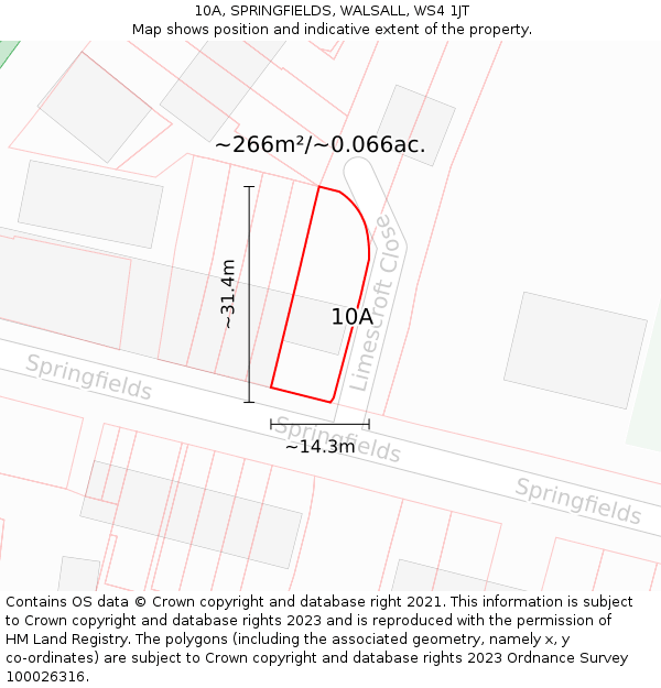 10A, SPRINGFIELDS, WALSALL, WS4 1JT: Plot and title map