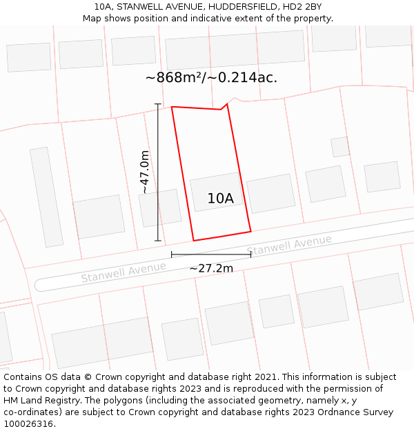 10A, STANWELL AVENUE, HUDDERSFIELD, HD2 2BY: Plot and title map