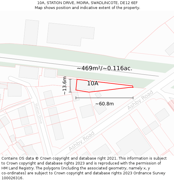 10A, STATION DRIVE, MOIRA, SWADLINCOTE, DE12 6EF: Plot and title map