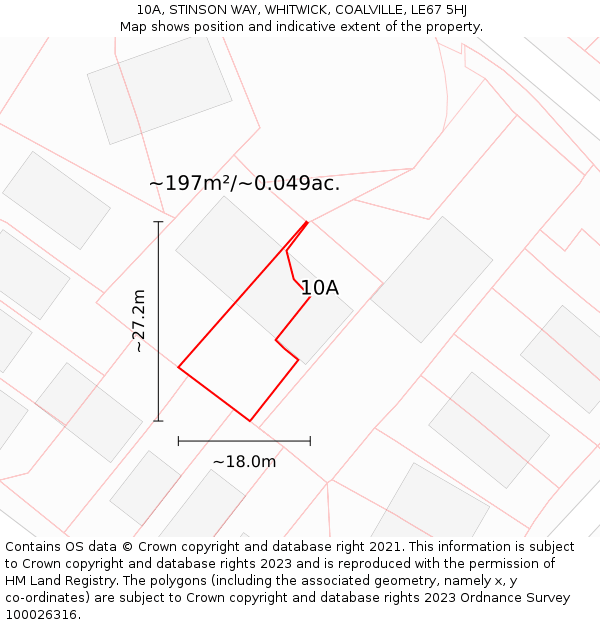 10A, STINSON WAY, WHITWICK, COALVILLE, LE67 5HJ: Plot and title map