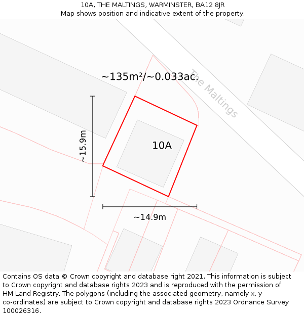 10A, THE MALTINGS, WARMINSTER, BA12 8JR: Plot and title map