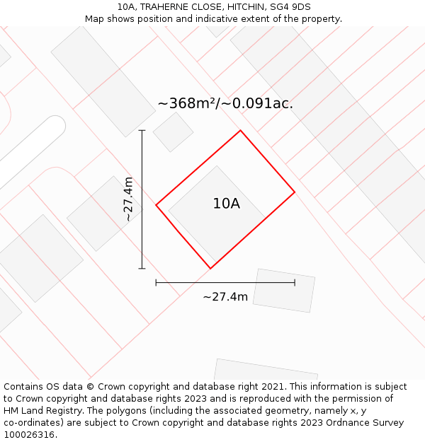 10A, TRAHERNE CLOSE, HITCHIN, SG4 9DS: Plot and title map