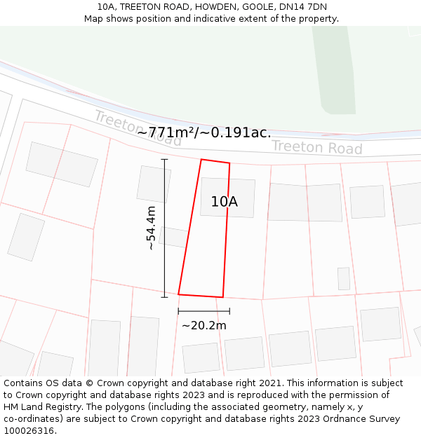 10A, TREETON ROAD, HOWDEN, GOOLE, DN14 7DN: Plot and title map
