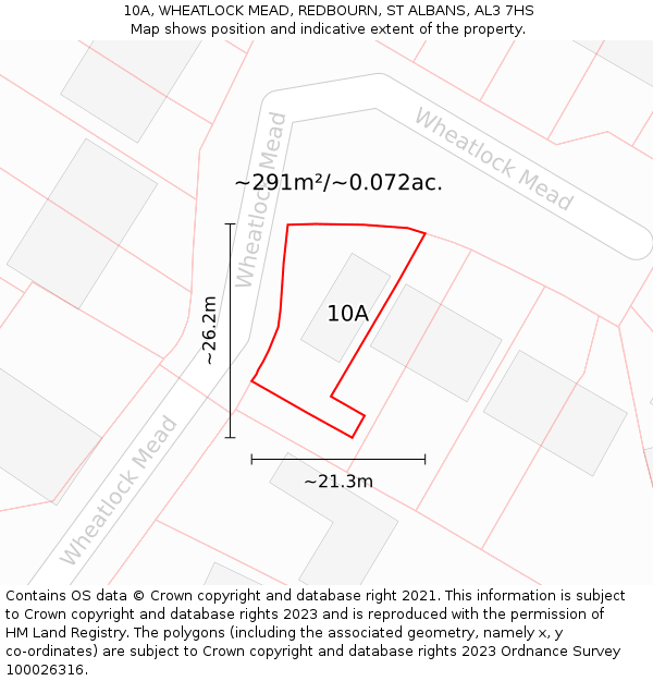 10A, WHEATLOCK MEAD, REDBOURN, ST ALBANS, AL3 7HS: Plot and title map