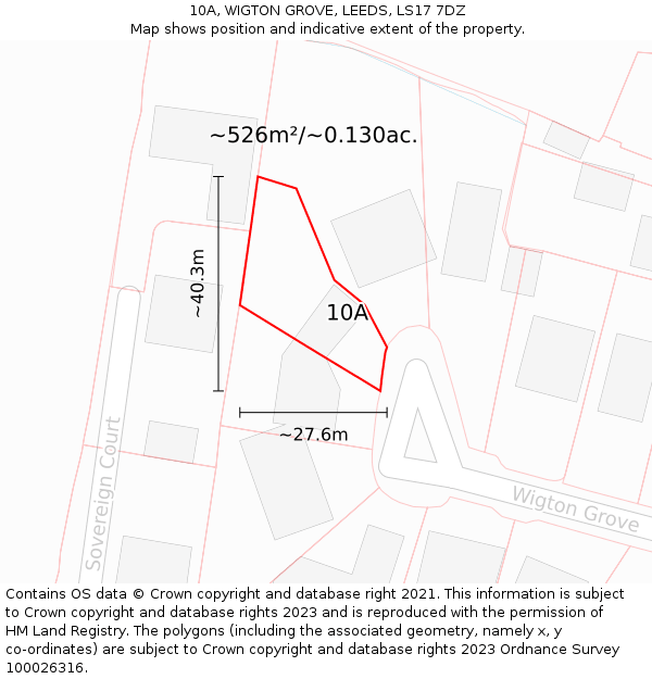10A, WIGTON GROVE, LEEDS, LS17 7DZ: Plot and title map