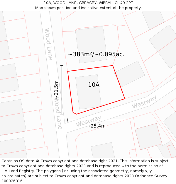 10A, WOOD LANE, GREASBY, WIRRAL, CH49 2PT: Plot and title map