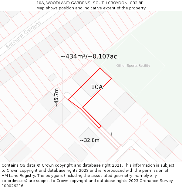 10A, WOODLAND GARDENS, SOUTH CROYDON, CR2 8PH: Plot and title map