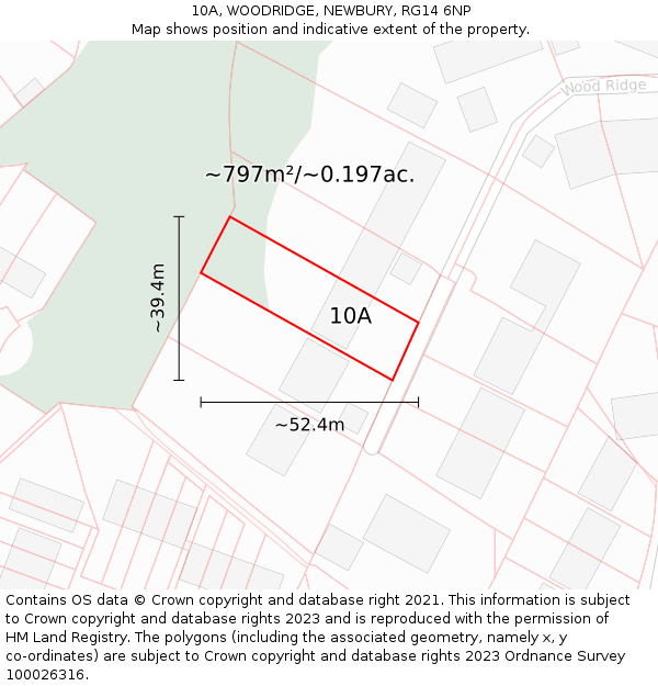 10A, WOODRIDGE, NEWBURY, RG14 6NP: Plot and title map