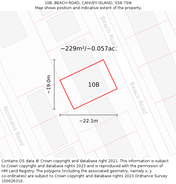 10B, BEACH ROAD, CANVEY ISLAND, SS8 7SW: Plot and title map