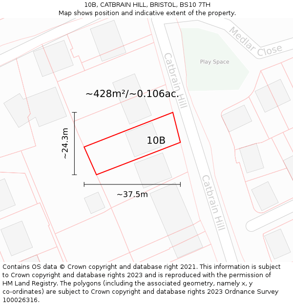 10B, CATBRAIN HILL, BRISTOL, BS10 7TH: Plot and title map
