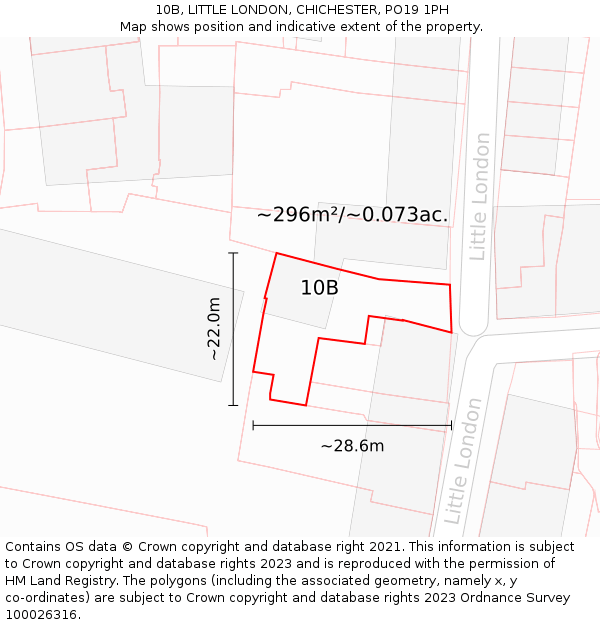 10B, LITTLE LONDON, CHICHESTER, PO19 1PH: Plot and title map