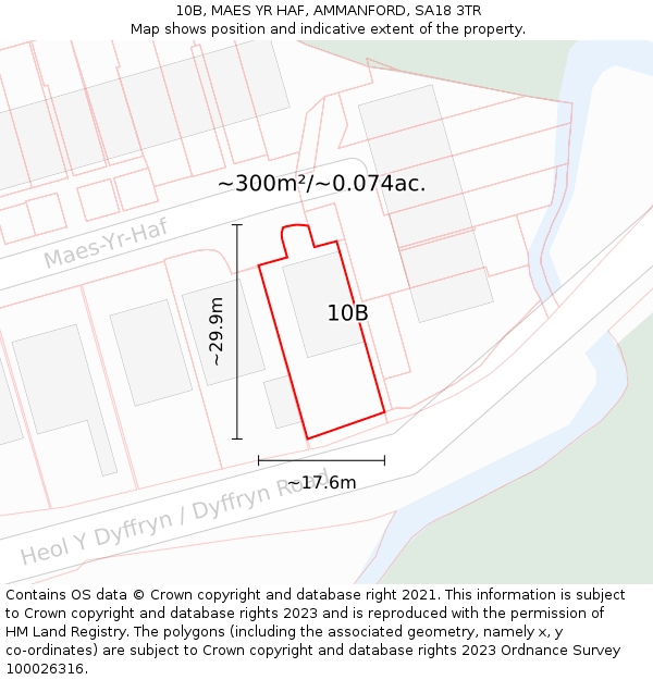 10B, MAES YR HAF, AMMANFORD, SA18 3TR: Plot and title map