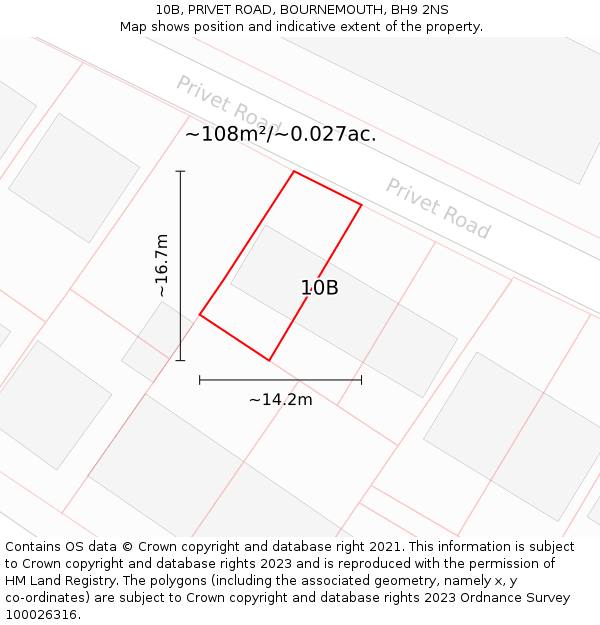 10B, PRIVET ROAD, BOURNEMOUTH, BH9 2NS: Plot and title map