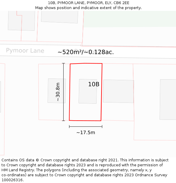 10B, PYMOOR LANE, PYMOOR, ELY, CB6 2EE: Plot and title map
