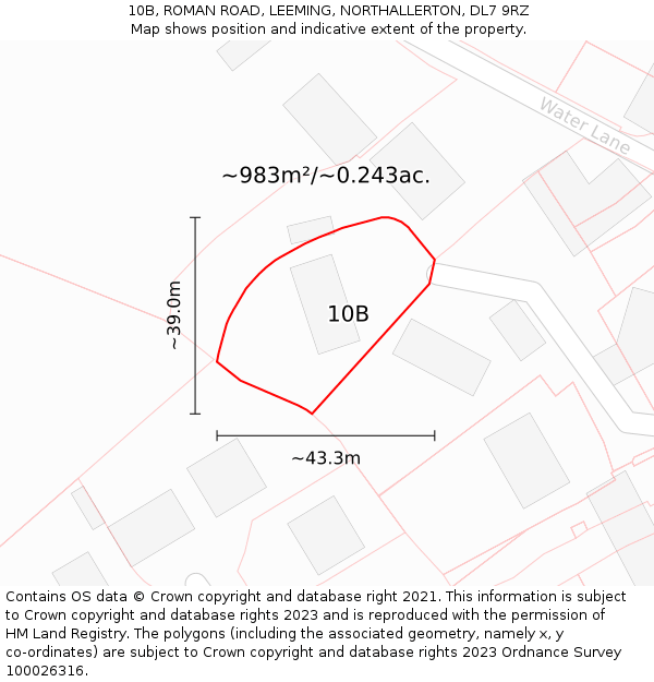 10B, ROMAN ROAD, LEEMING, NORTHALLERTON, DL7 9RZ: Plot and title map