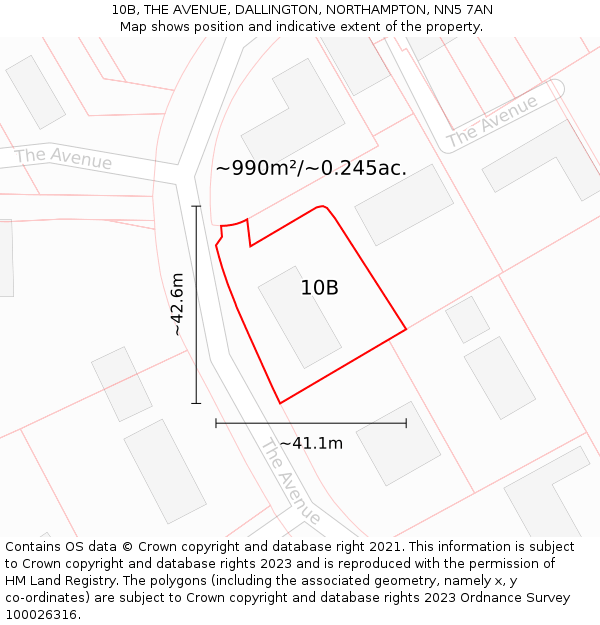 10B, THE AVENUE, DALLINGTON, NORTHAMPTON, NN5 7AN: Plot and title map