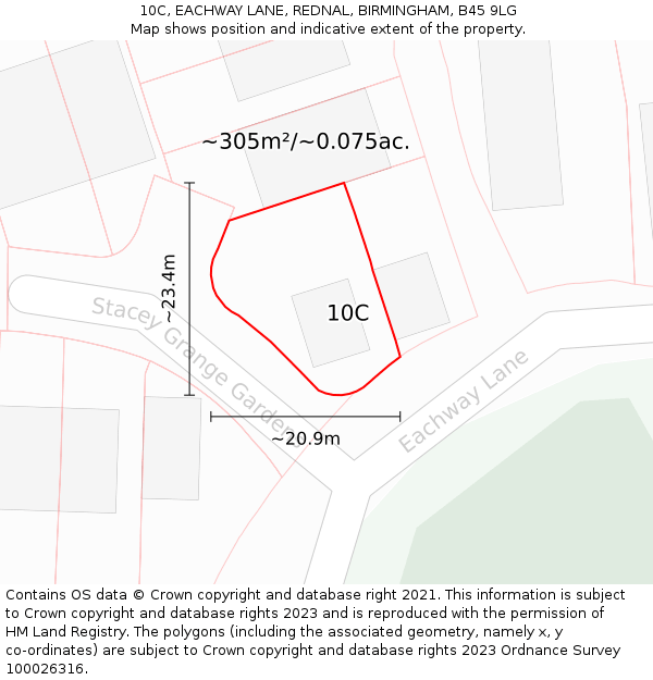 10C, EACHWAY LANE, REDNAL, BIRMINGHAM, B45 9LG: Plot and title map