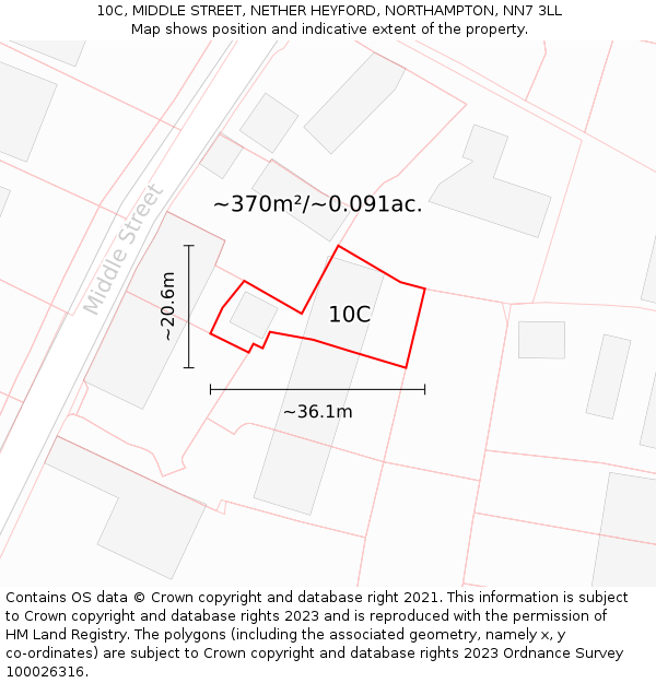10C, MIDDLE STREET, NETHER HEYFORD, NORTHAMPTON, NN7 3LL: Plot and title map