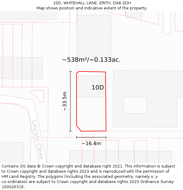 10D, WHITEHALL LANE, ERITH, DA8 2DH: Plot and title map