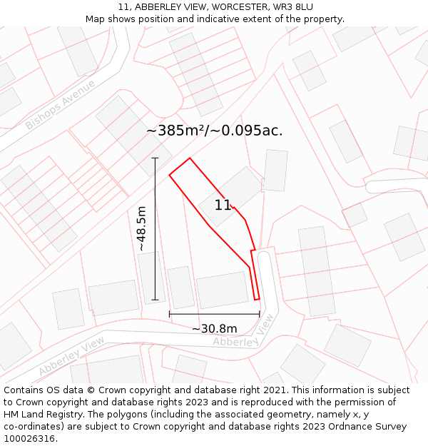 11, ABBERLEY VIEW, WORCESTER, WR3 8LU: Plot and title map