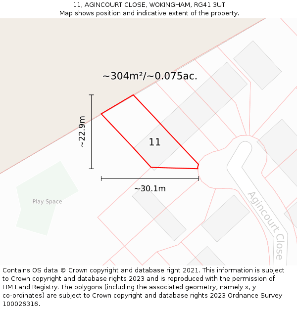 11, AGINCOURT CLOSE, WOKINGHAM, RG41 3UT: Plot and title map