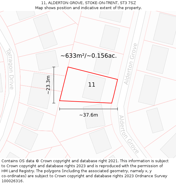 11, ALDERTON GROVE, STOKE-ON-TRENT, ST3 7SZ: Plot and title map