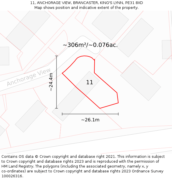 11, ANCHORAGE VIEW, BRANCASTER, KING'S LYNN, PE31 8XD: Plot and title map