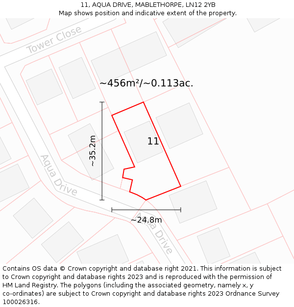 11, AQUA DRIVE, MABLETHORPE, LN12 2YB: Plot and title map
