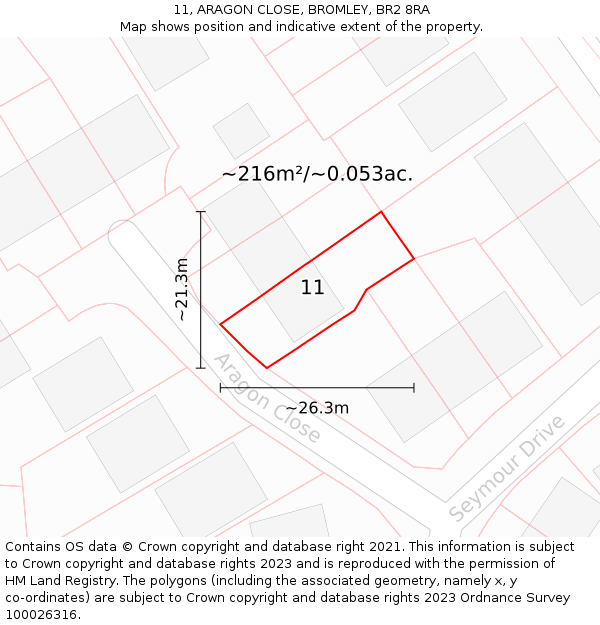 11, ARAGON CLOSE, BROMLEY, BR2 8RA: Plot and title map