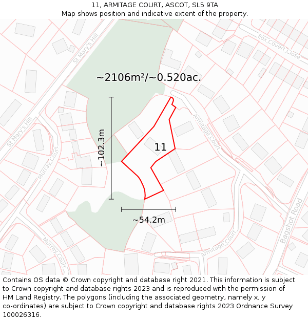11, ARMITAGE COURT, ASCOT, SL5 9TA: Plot and title map