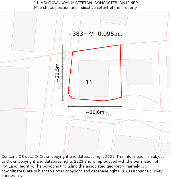 11, ASHDOWN WAY, MISTERTON, DONCASTER, DN10 4BP: Plot and title map