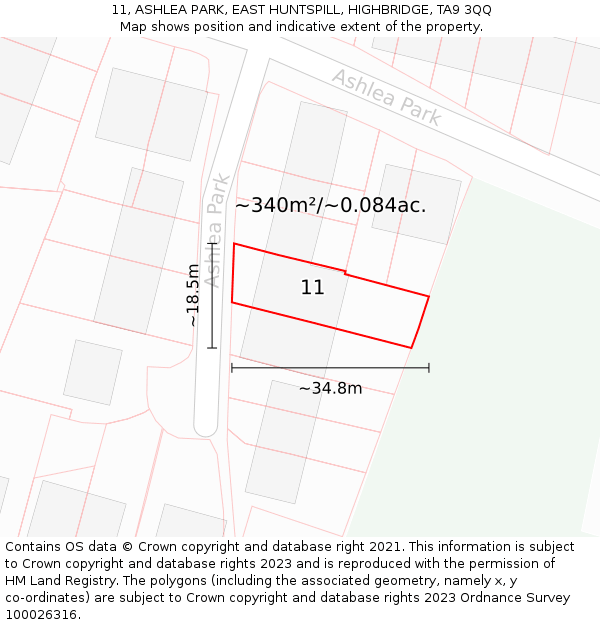 11, ASHLEA PARK, EAST HUNTSPILL, HIGHBRIDGE, TA9 3QQ: Plot and title map