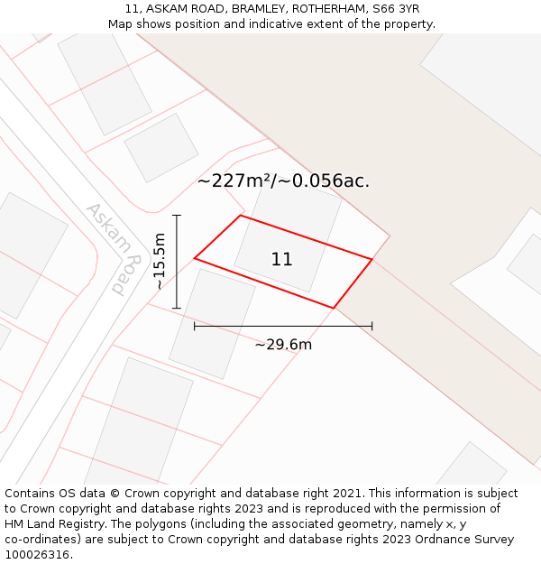 11, ASKAM ROAD, BRAMLEY, ROTHERHAM, S66 3YR: Plot and title map